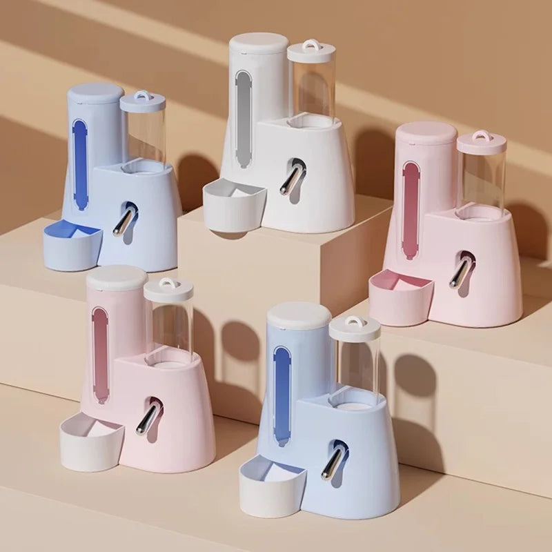 Automatic Hamster Feeder 2 in 1 Small Animal Water Dispenser Pet Drinking Water Bottle Feeder Bowl for Hamster Guinea Pig Rat