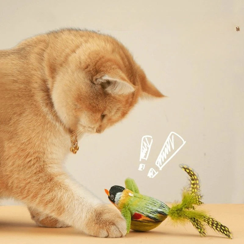 Indoor Interactive Birds Toy for Cat Chasing Teasing Toy Sounding Catnip Cat Teaser Toy Self-hilarity Wall Hanging Birds Cat Toy