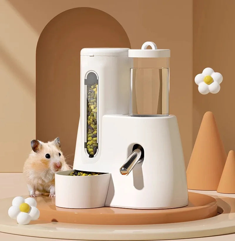 Automatic Hamster Feeder 2 in 1 Small Animal Water Dispenser Pet Drinking Water Bottle Feeder Bowl for Hamster Guinea Pig Rat